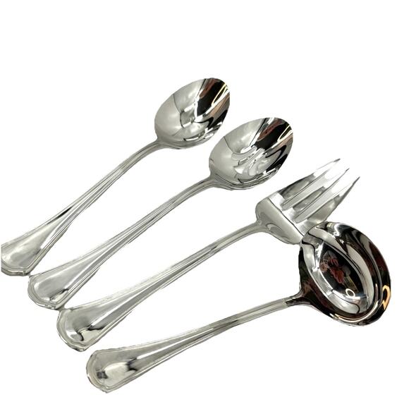 Reed & Barton 4 pc. Serving Utensils Arlington Newton Pierced Spoon Fork Ladle - Picture 1 of 11